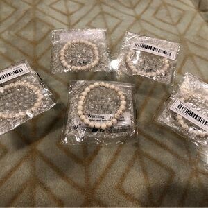 Paparazzi 5pc White Crackle Stone Stretch Bracelet Set - Eco Experience NWT